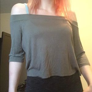 Navy green off the shoulders crop top